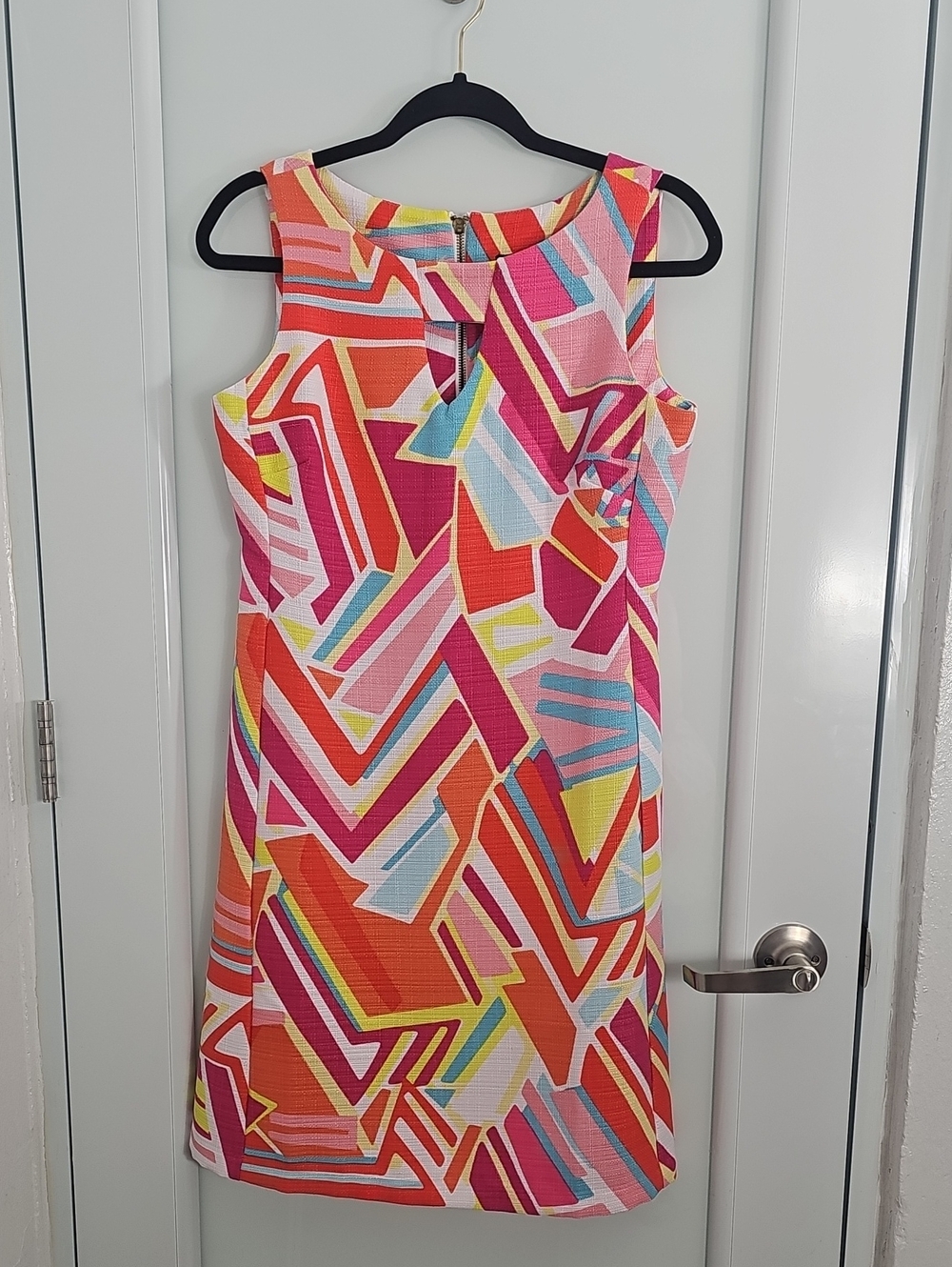 Ronni Nicole Vibrant Retro Geometric Colorblock Sheath Dress - Size 4